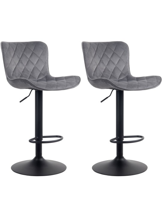 Set van 2 barkrukken Emma fluweel, donkergrijs