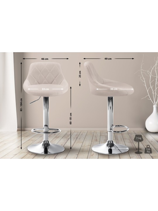 Barkruk Lazio stof chroom, crème Barkruk Lazio stof chroom, crème