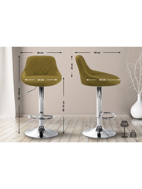 Barkruk Lazio stof chroom, groen Barkruk Lazio stof chroom, groen