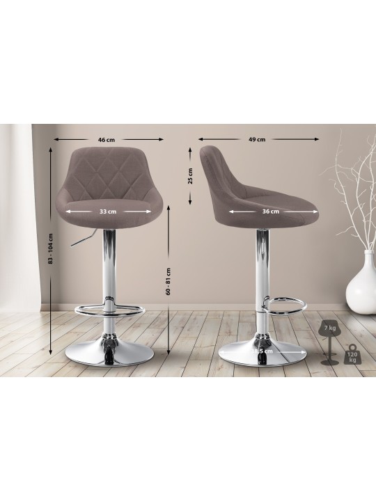 Barkruk Lazio stof chroom, taupe Barkruk Lazio stof chroom, taupe