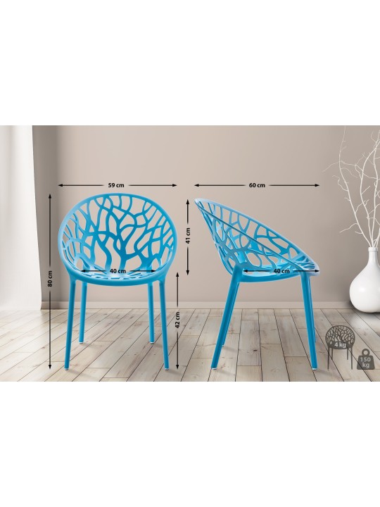 Set van 4 stoelen Hope, blauw