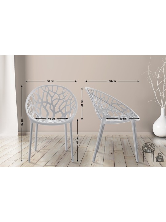 Set van 4 stoelen Hope, lichtgrijs