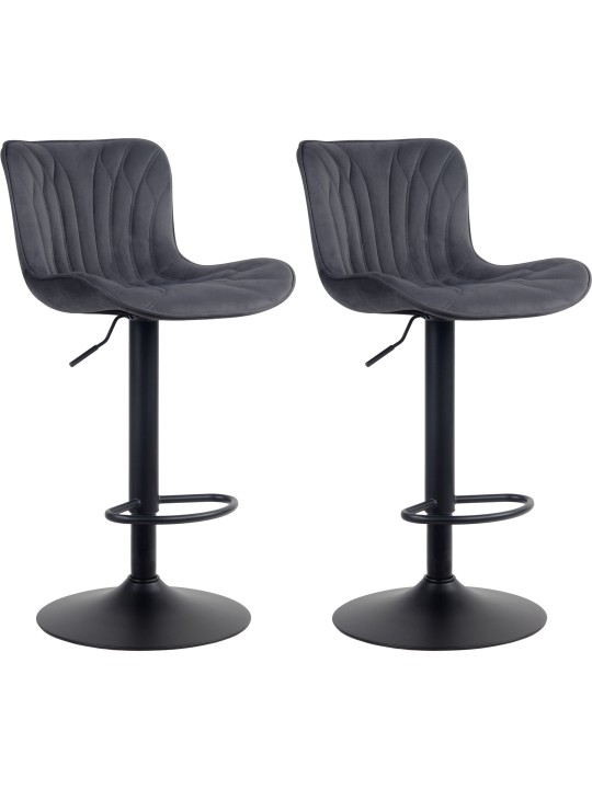 Set van 2 barkrukken Linus fluweel, zwart