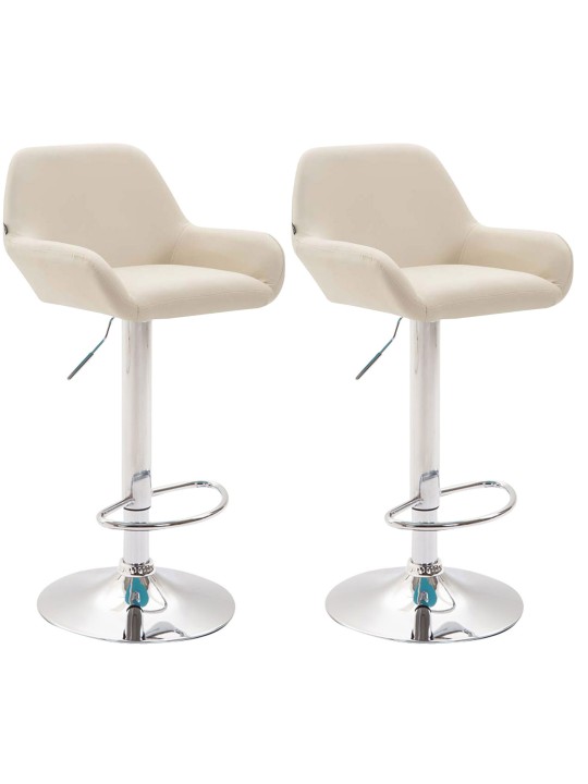 Set van 2 barkrukken Braga kunstleer chroom, crème