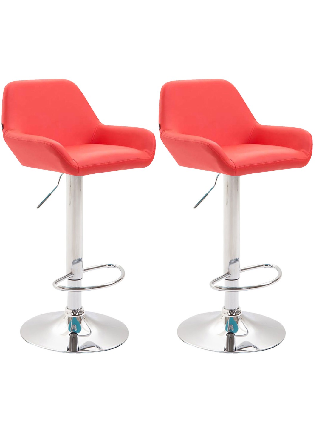 Set van 2 barkrukken Braga kunstleer chroom, rood