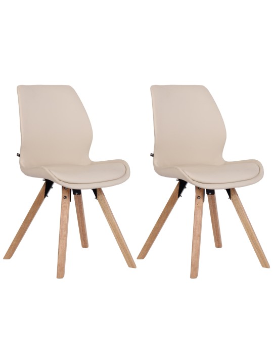 Set van 2 stoelen Luna kunstleer, crème