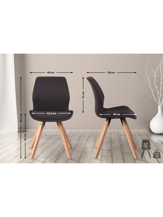 Set van 2 stoelen Luna stof, zwart