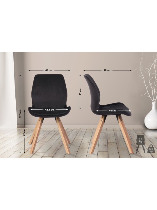 Set van 2 stoelen Luna fluweel, zwart
