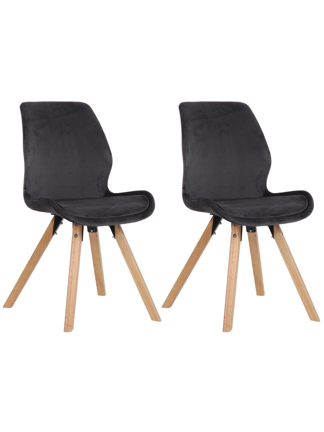 Set van 2 stoelen Luna fluweel, donkergrijs
