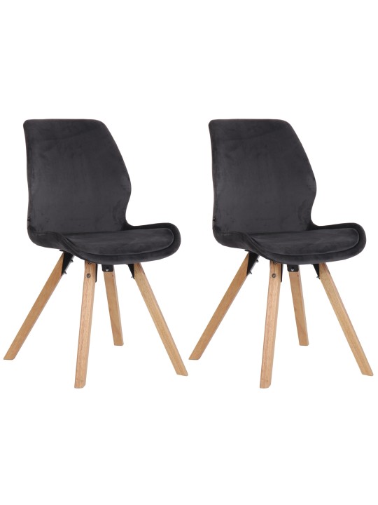 Set van 2 stoelen Luna fluweel, donkergrijs