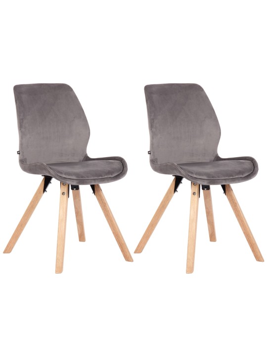 Set van 2 stoelen Luna fluweel, grijs