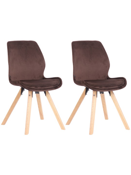 Set van 2 stoelen Luna fluweel, bruin