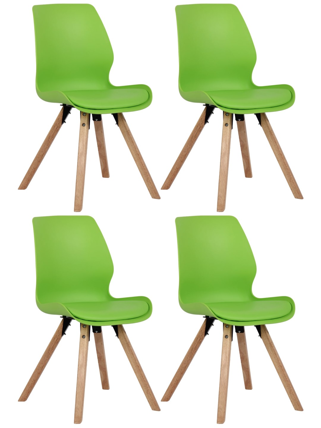 Set van 4 stoelen Luna kunststof, groen