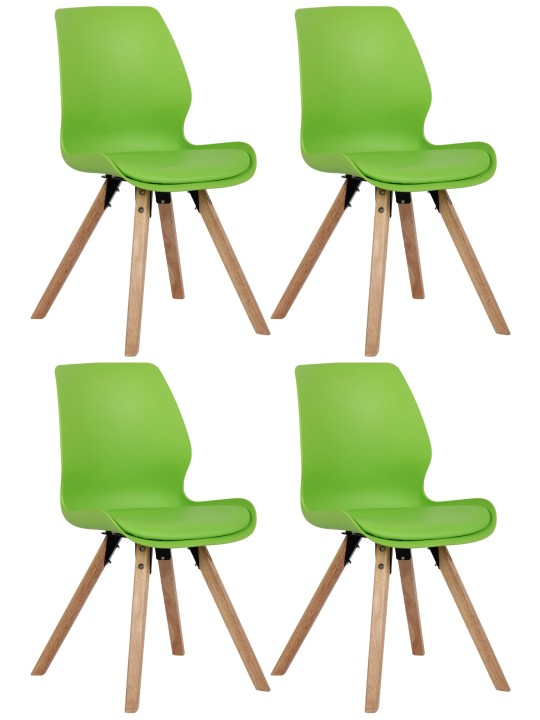 Set van 4 stoelen Luna kunststof, groen