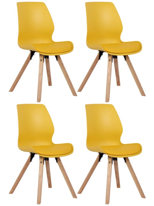 Set van 4 stoelen Luna kunststof, geel Set van 4 stoelen Luna kunststof, geel
