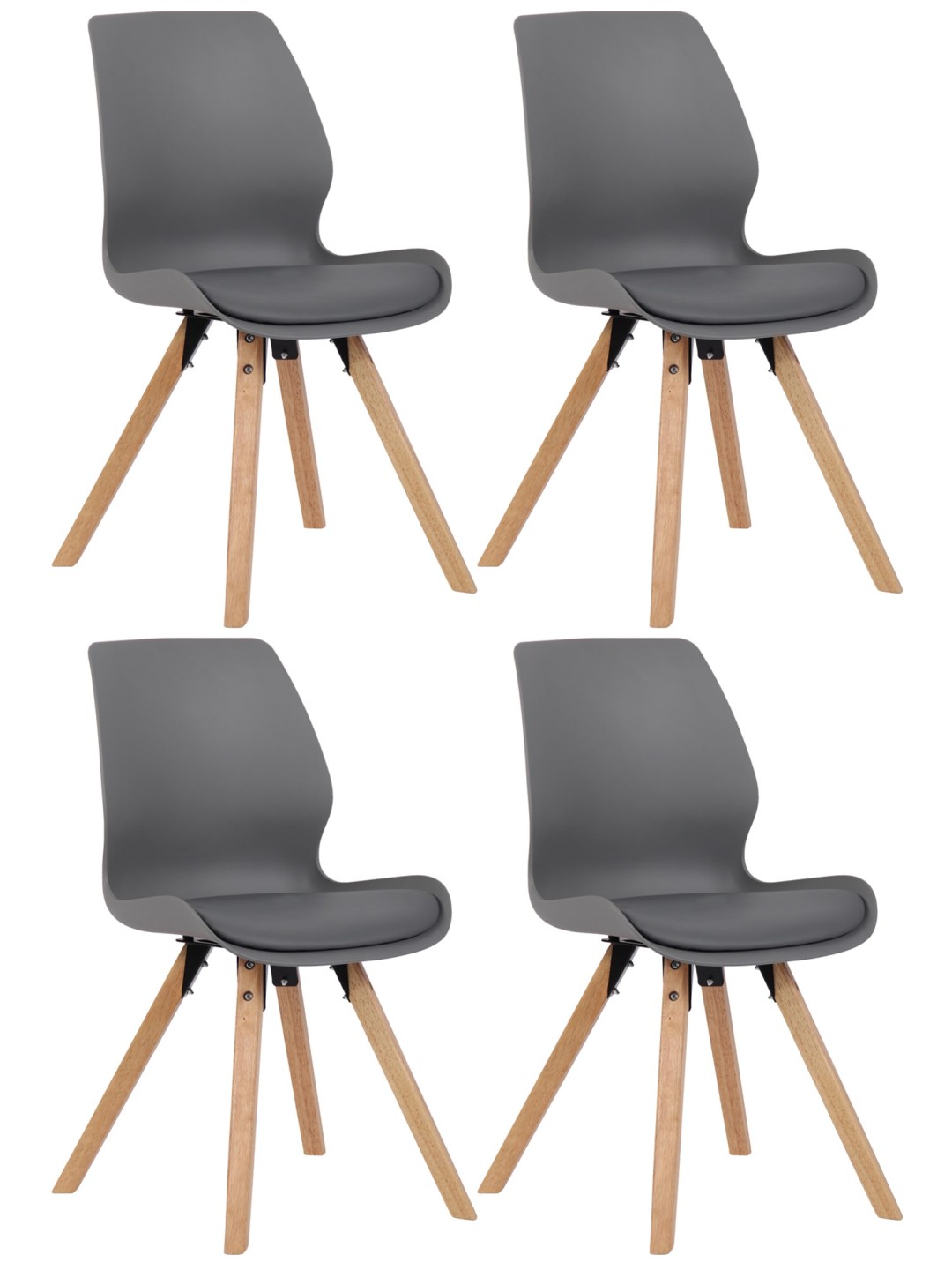 Set van 4 stoelen Luna kunststof, grijs