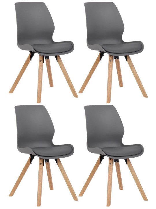Set van 4 stoelen Luna kunststof, grijs