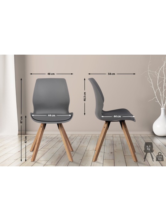 Set van 4 stoelen Luna kunststof, grijs