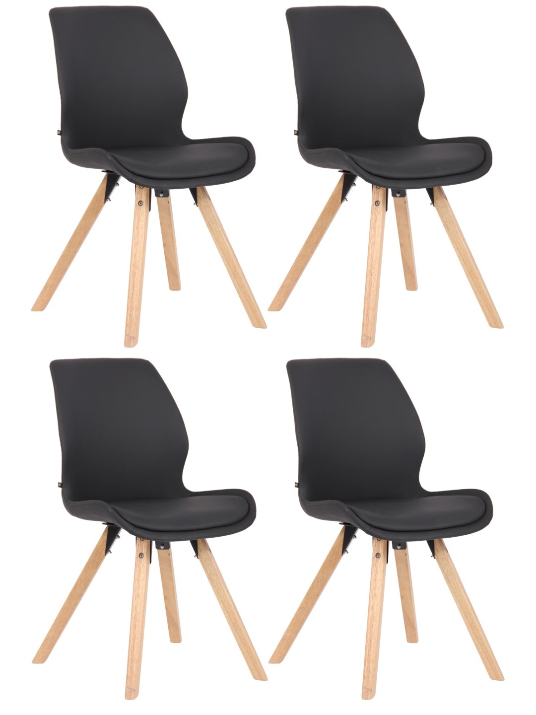 Set van 4 stoelen Luna kunstleer, zwart