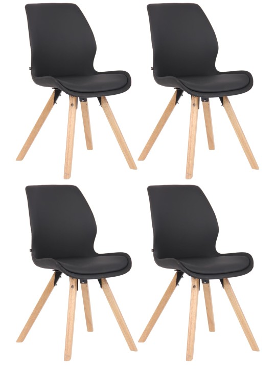 Set van 4 stoelen Luna kunstleer, zwart