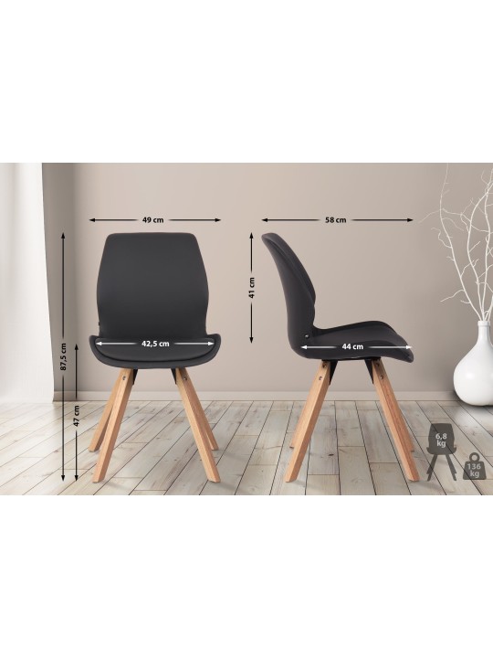 Set van 4 stoelen Luna kunstleer, zwart