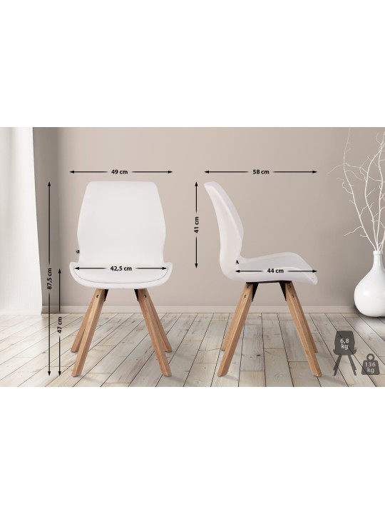Set van 4 stoelen Luna kunstleer, wit