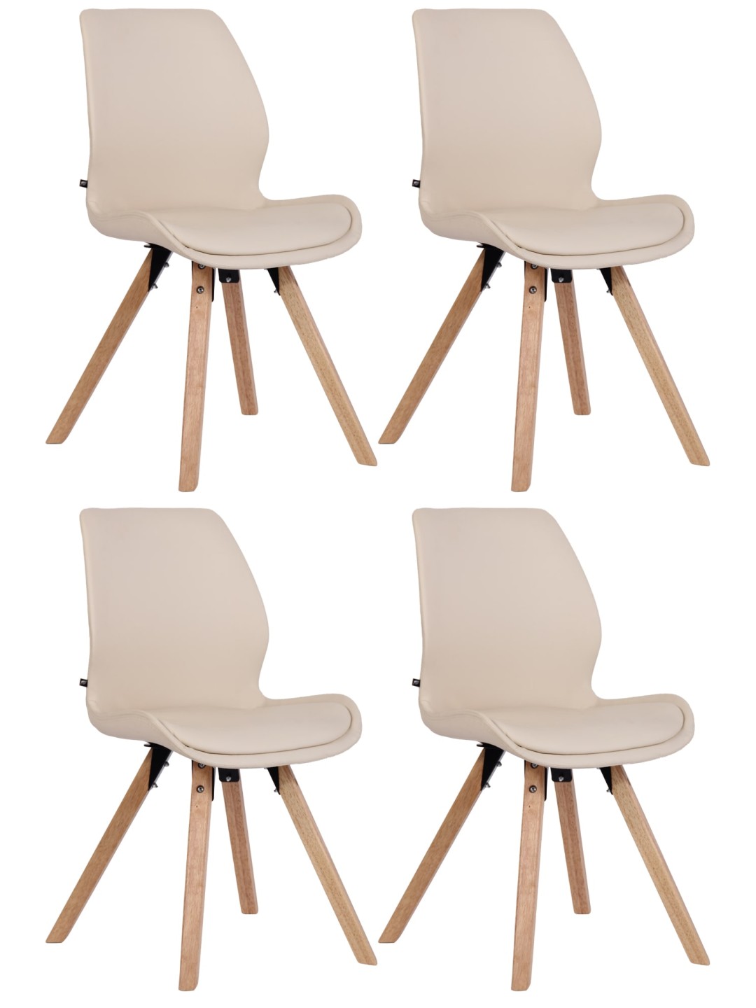Set van 4 stoelen Luna kunstleer, crème