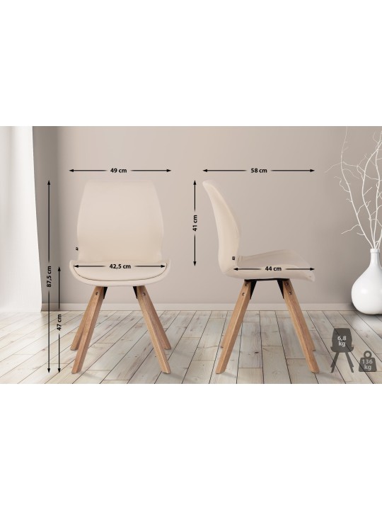 Set van 4 stoelen Luna kunstleer, crème