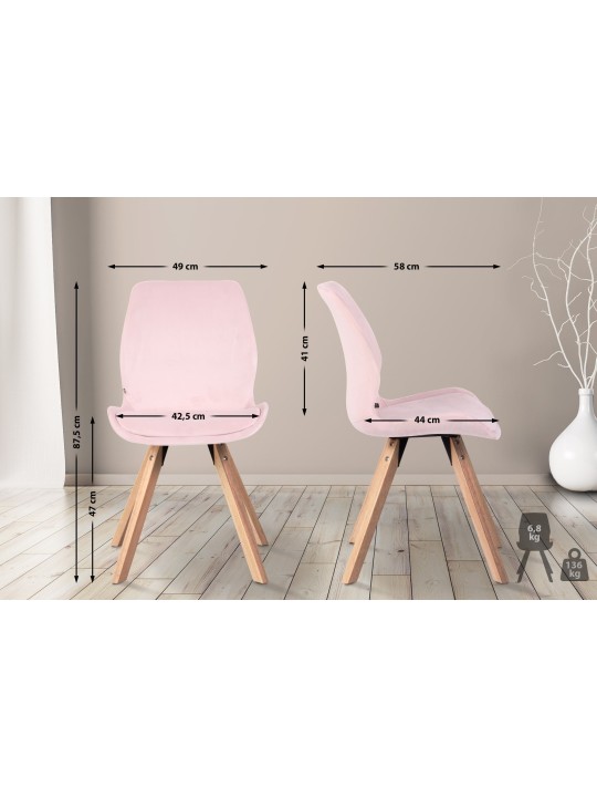 Set van 4 stoelen Luna fluweel, roze
