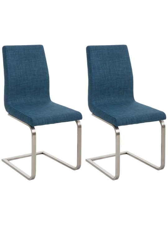 Set van 2 eetkamerstoelen Belfort stof, blauw Set van 2 eetkamerstoelen Belfort stof, blauw