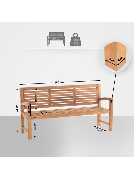Teakhouten bank Halden 180 cm, teak Teakhouten bank Halden 180 cm, teak