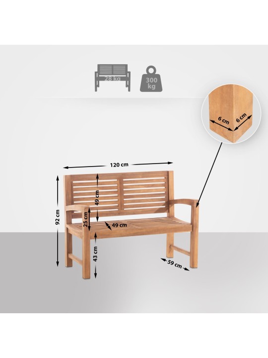 Teakhouten bank Halden 120 cm, teak Teakhouten bank Halden 120 cm, teak