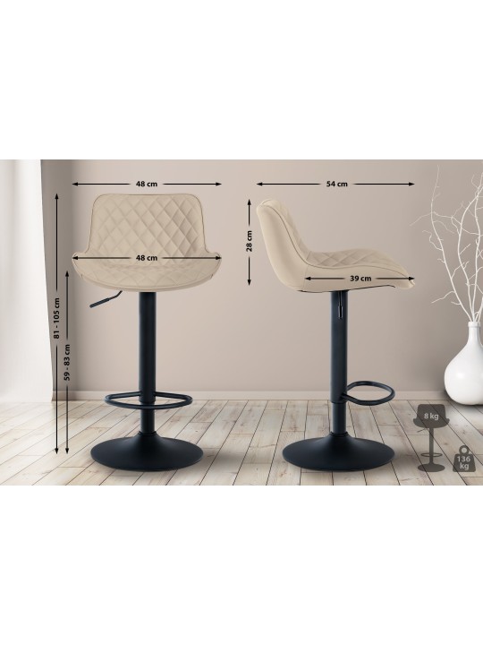 Barkruk Minosa kunstleer, crème