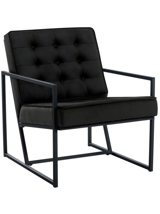 Ligstoel Avon fluweel, zwart