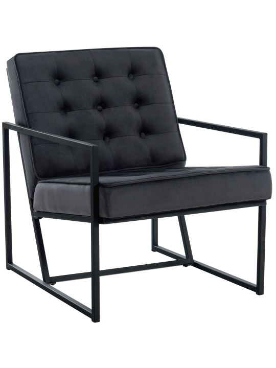 Ligstoel Avon fluweel, grijs