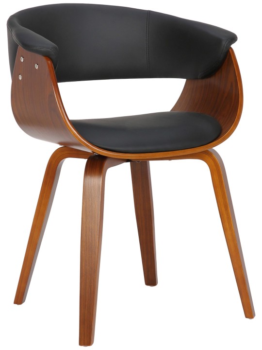 Stoel Bruce kunstleer walnoot, zwart