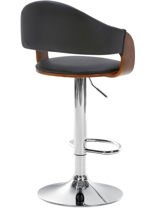 Barkruk Nilse kunstleer chroom, walnoot/zwart