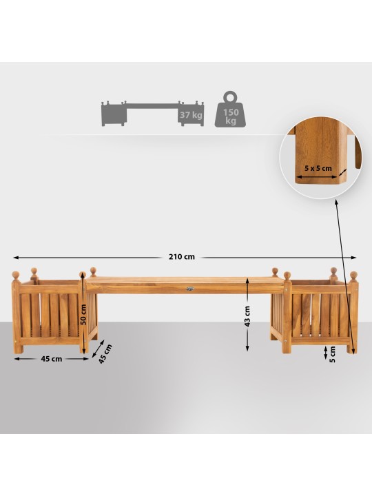Teakhouten bank Boston, teak Teakhouten bank Boston, teak