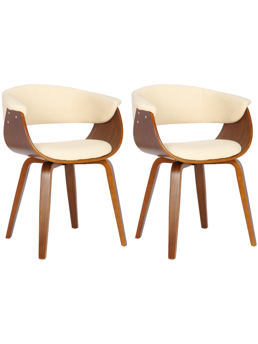 Set van 2 stoelen Bruce kunstleer walnoot, crème