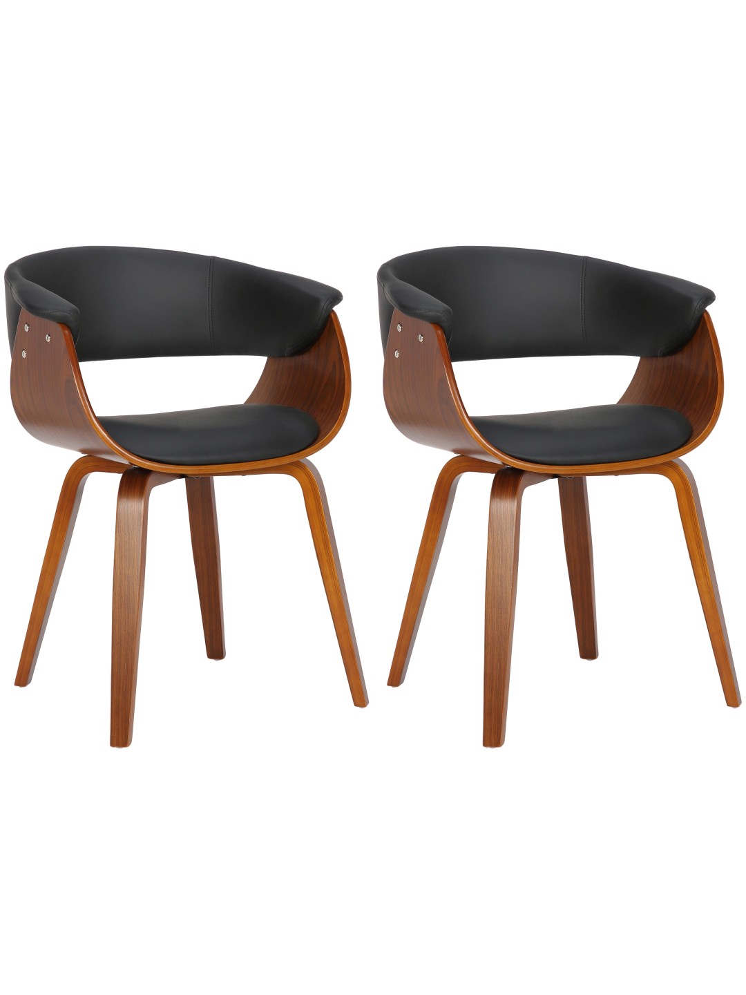 Set van 2 stoelen Bruce kunstleer walnoot, zwart