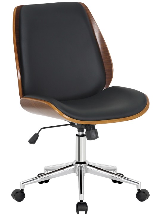 Bureaustoel Mitch chroom, walnoot/zwart