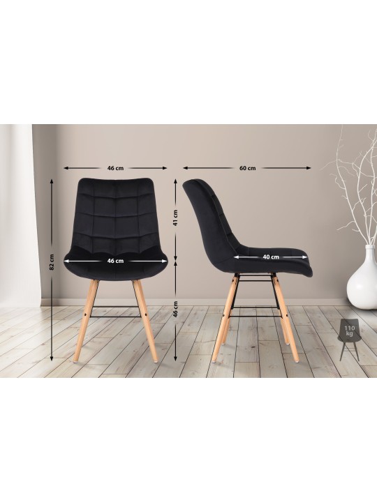 Set van 2 stoelen Leni fluweel, zwart