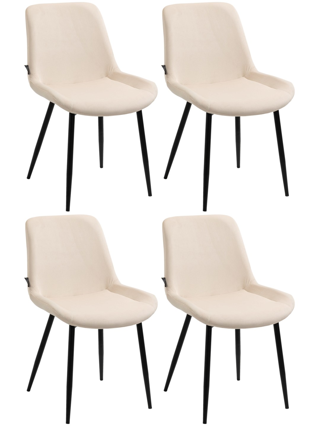 Set van 4 eetkamerstoelen Victoria fluweel, crème