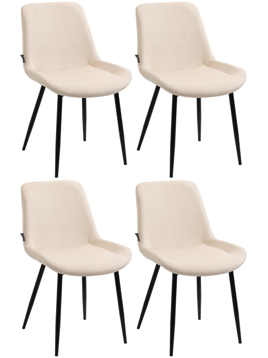 Set van 4 eetkamerstoelen Victoria fluweel, crème