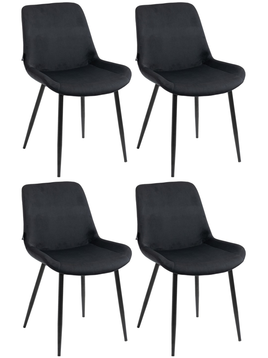 Set van 4 eetkamerstoelen Victoria fluweel, zwart