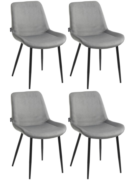 Set van 4 eetkamerstoelen Victoria fluweel, grijs