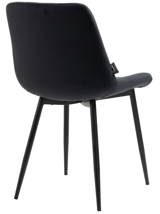 Set van 4 eetkamerstoelen Victoria fluweel, zwart