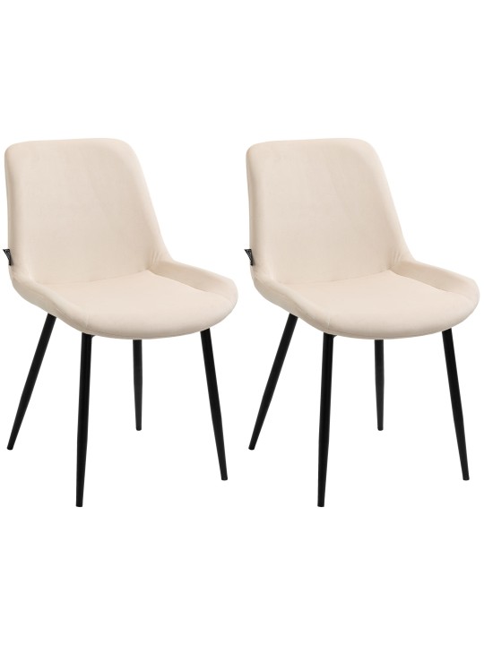 Set van 2 eetkamerstoelen Victoria fluweel, crème