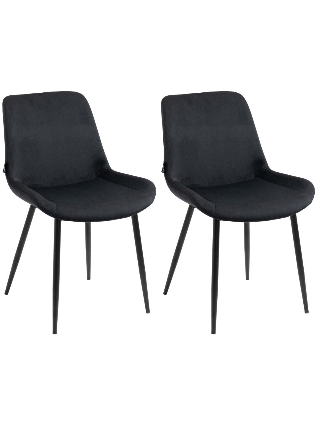 Set van 2 eetkamerstoelen Victoria fluweel, zwart