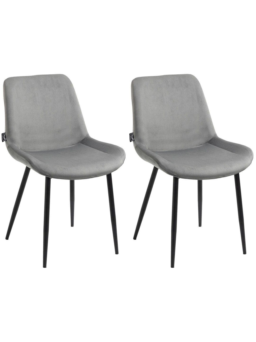 Set van 2 eetkamerstoelen Victoria fluweel, grijs